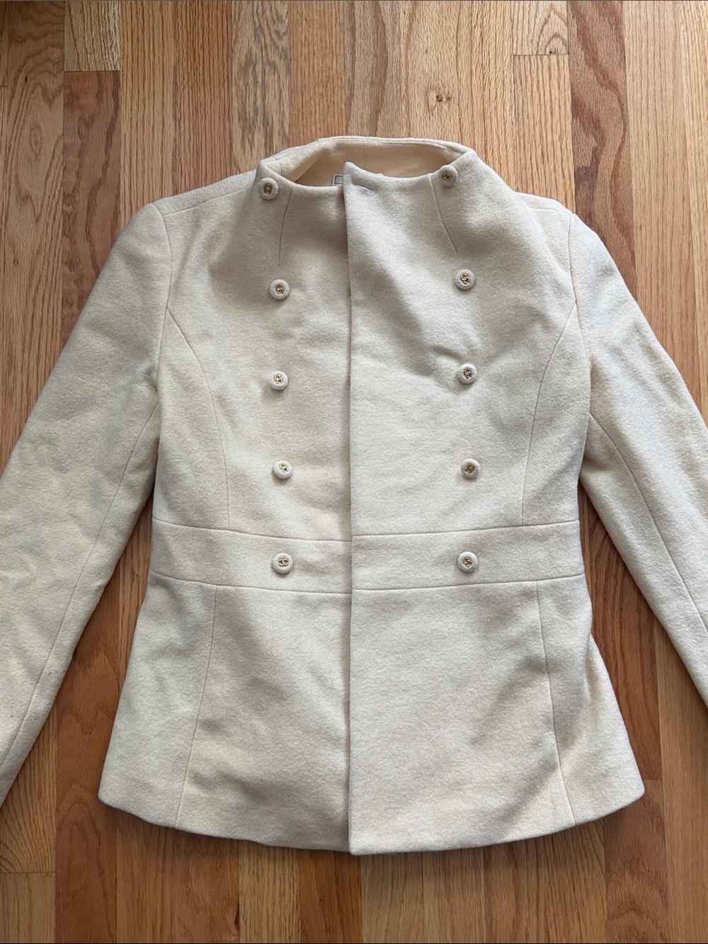 Cream Double-Breasted Peacoat